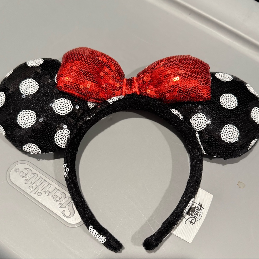 Disney Black Sequin Minnie Mouse Ears Headband